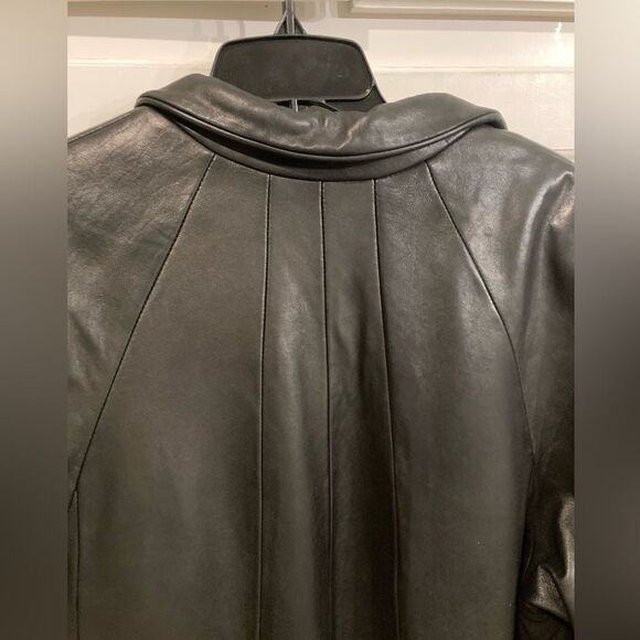 TIBDA Leathers Vintage Black Ankle Length Leather Trench Coat Size 6 - Picture 7 of 16